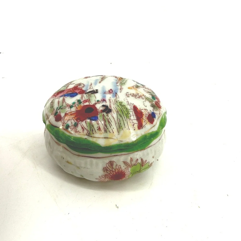 Japanese Trinket Box Japan ceramics‎ Geisha Girl trinket Cosmetics Handpainted